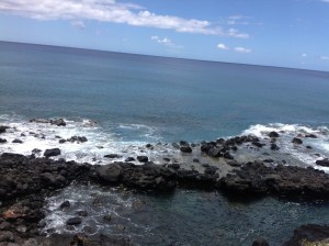 Crashing up against the rocks