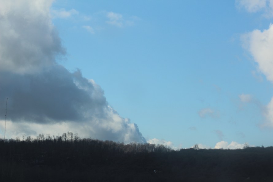 Half gray and half sunshine skies in West Virginia