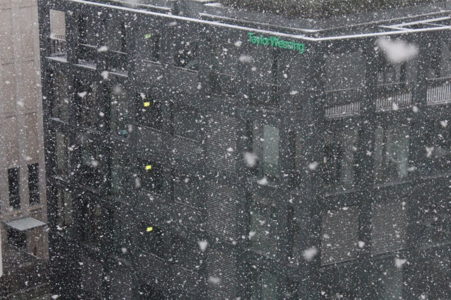 snowflakes outside the window