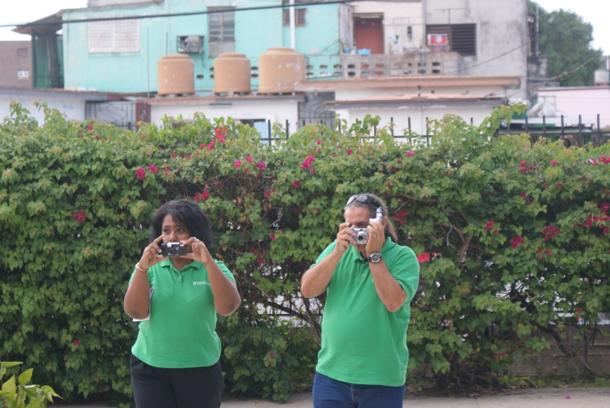 Tour guides taking photos